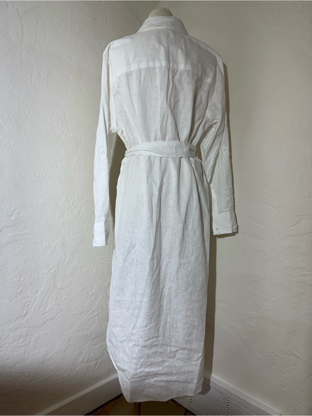 NWT Abercrombie & Fitch White Linen Blend Midi Shirt Dress Size M - Picture 4 of 11